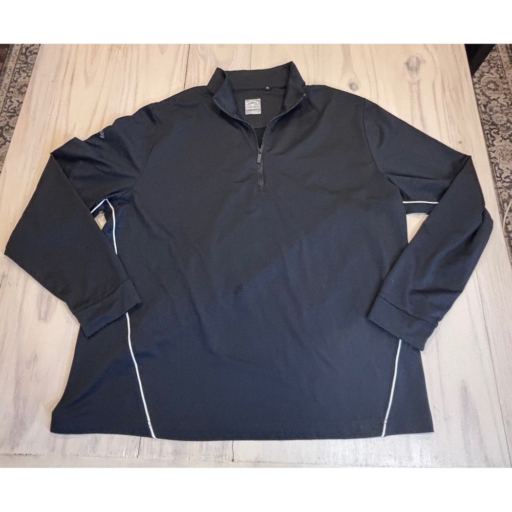 Callaway WeatherSeries Mens Large Black 1/4 Zip Golf Pullover Long Sleeve Piping